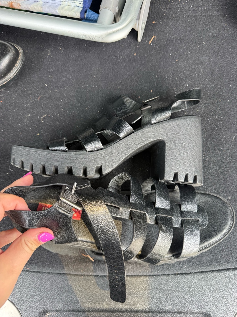 Women’s Black Strappy Block Heel Sandals